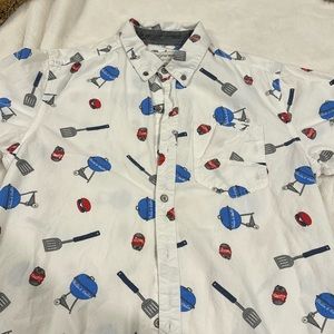 Grillin and chillin novelty button down
